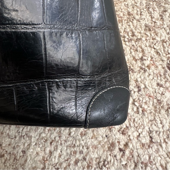 Brighton Black Crocodile-Embossed Women's Bag with Chocolate Brown Lining - Picture 11 of 16